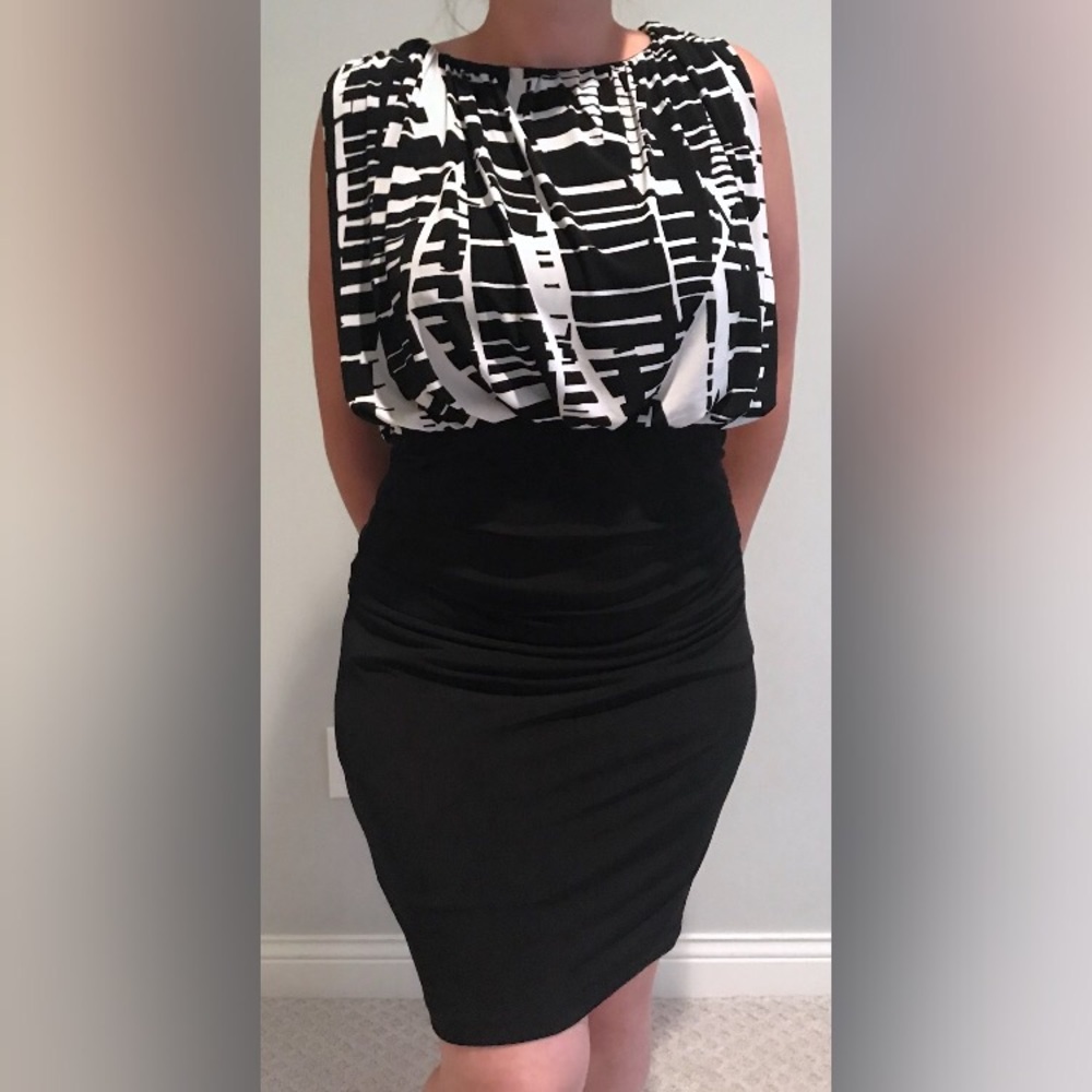 Donna Ricco Blouson Black & White Dress
